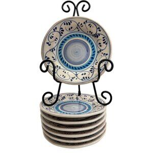 LOT of 3 Crate & Barrel ROVELLO 7" Dipping Plate Set Blue Italy Italian Pottery